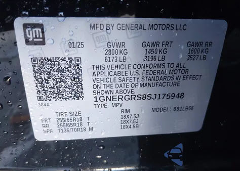 2025 Chevrolet Traverse Fwd Lt from USA, damaged, VIN 1GNERGRS8SJ175948